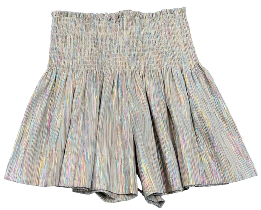 Ivory Rainbow Leather Swing Shorts