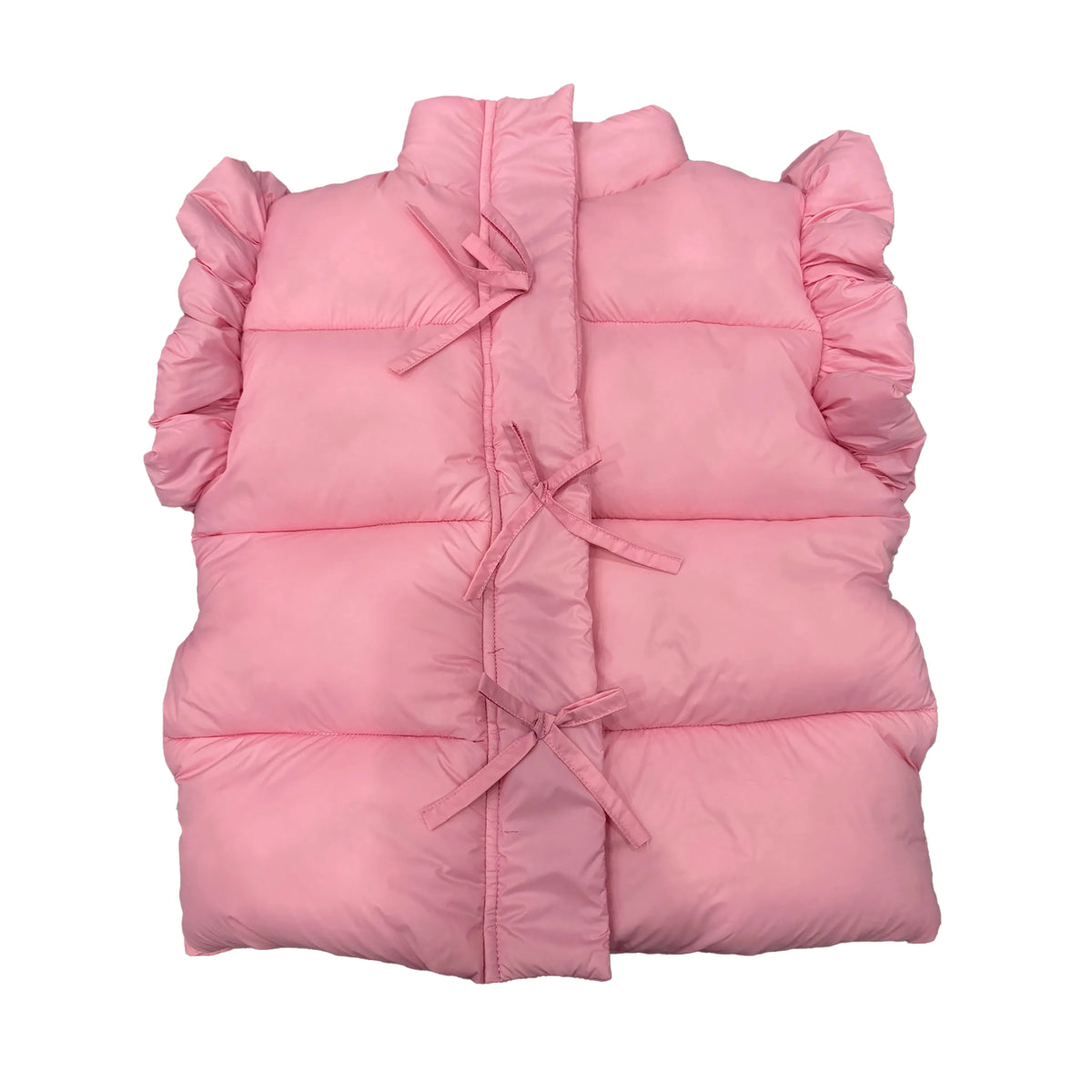 Pink Ruffle Puffer Vest w/Bows