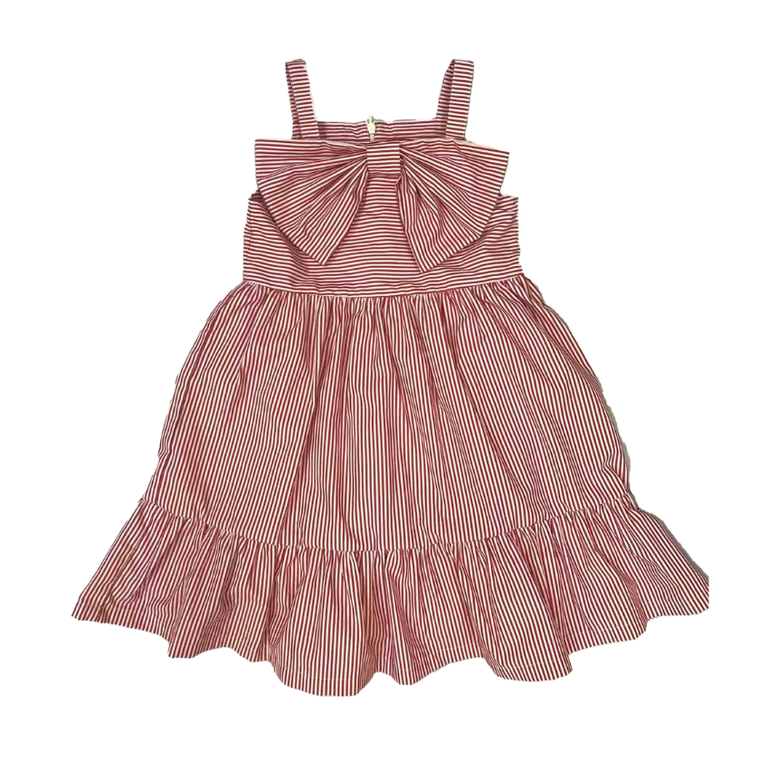 Red & White Stripe Dress w/Bow Detail