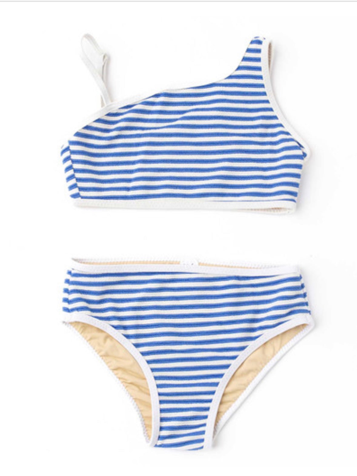 Cobalt Stripe Ribbed 1 Shoulder 2PC Swim