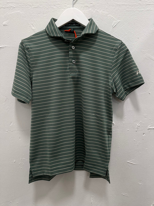 Dark Green Stripe Performance Polo