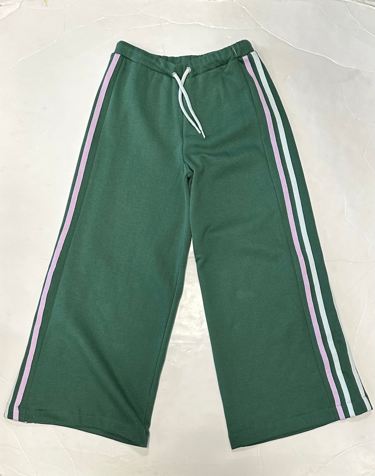 Foliage Green Wide Leg Pants SideTaping