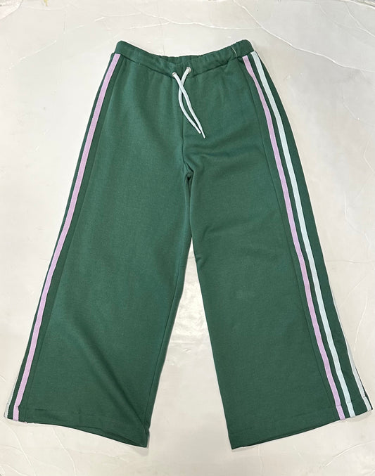 Foliage Green Wide Leg Pants SideTaping