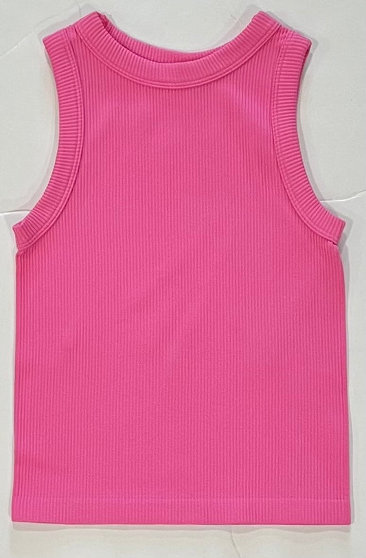 Pink Ribbed Seamless Tank Top
