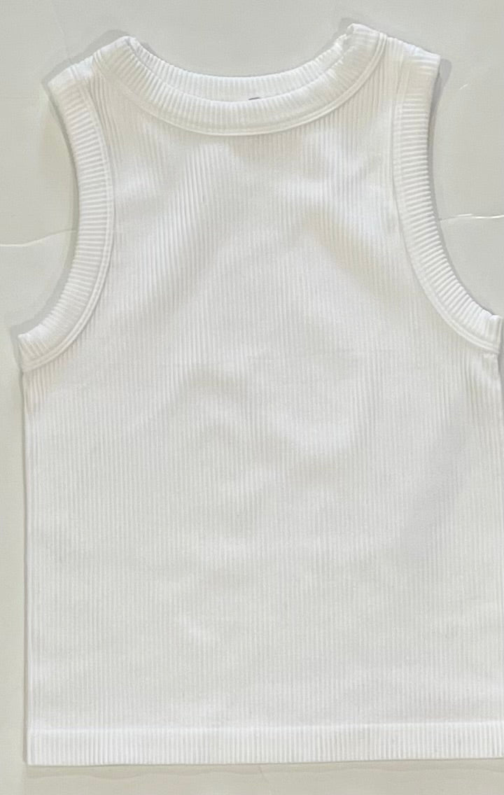 White Ribbed Seamless Tank Top