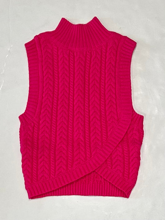 Fuschia Sleeveless Cable Knit Sweater