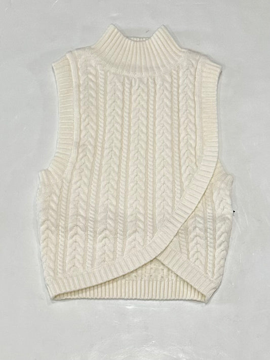 Ecru Sleeveless Cable Knit Sweater