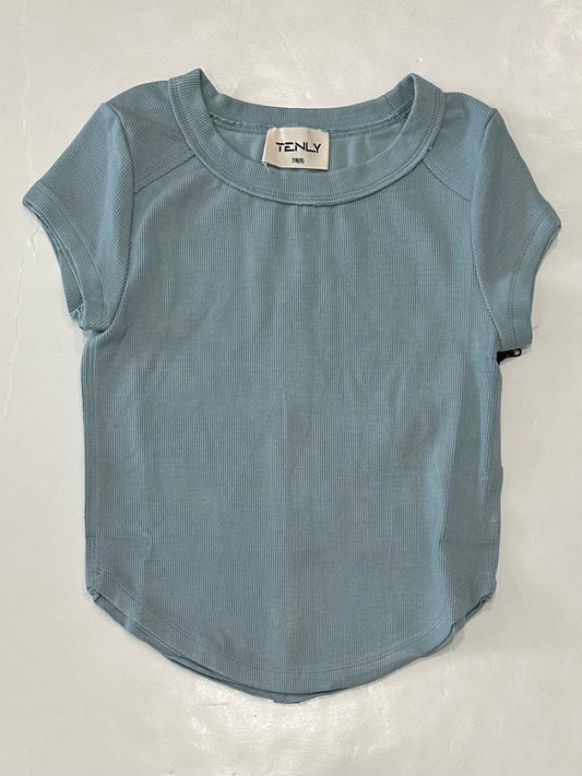 Ice Blue Rib Cap Sleeve Top