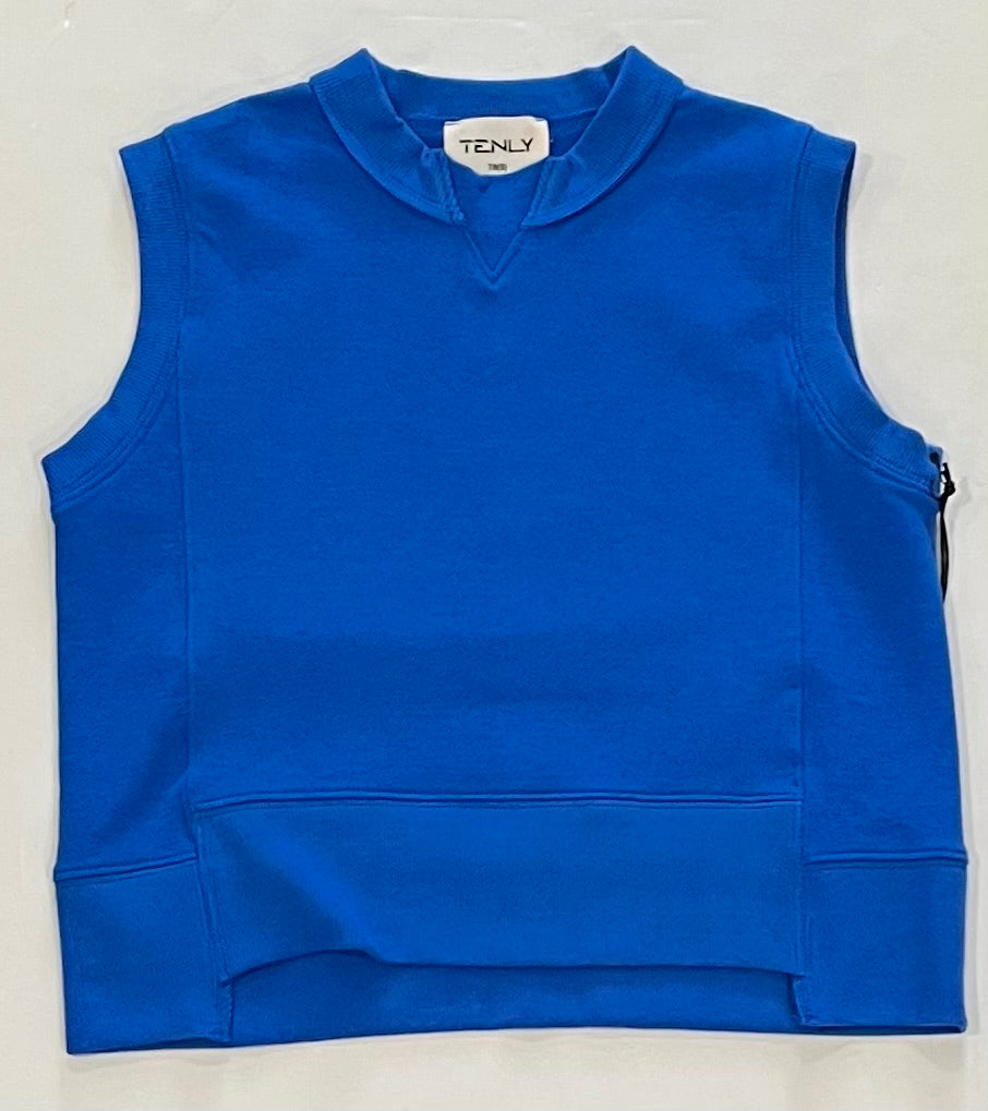 Blue French Terry Hi Low Muscle Top