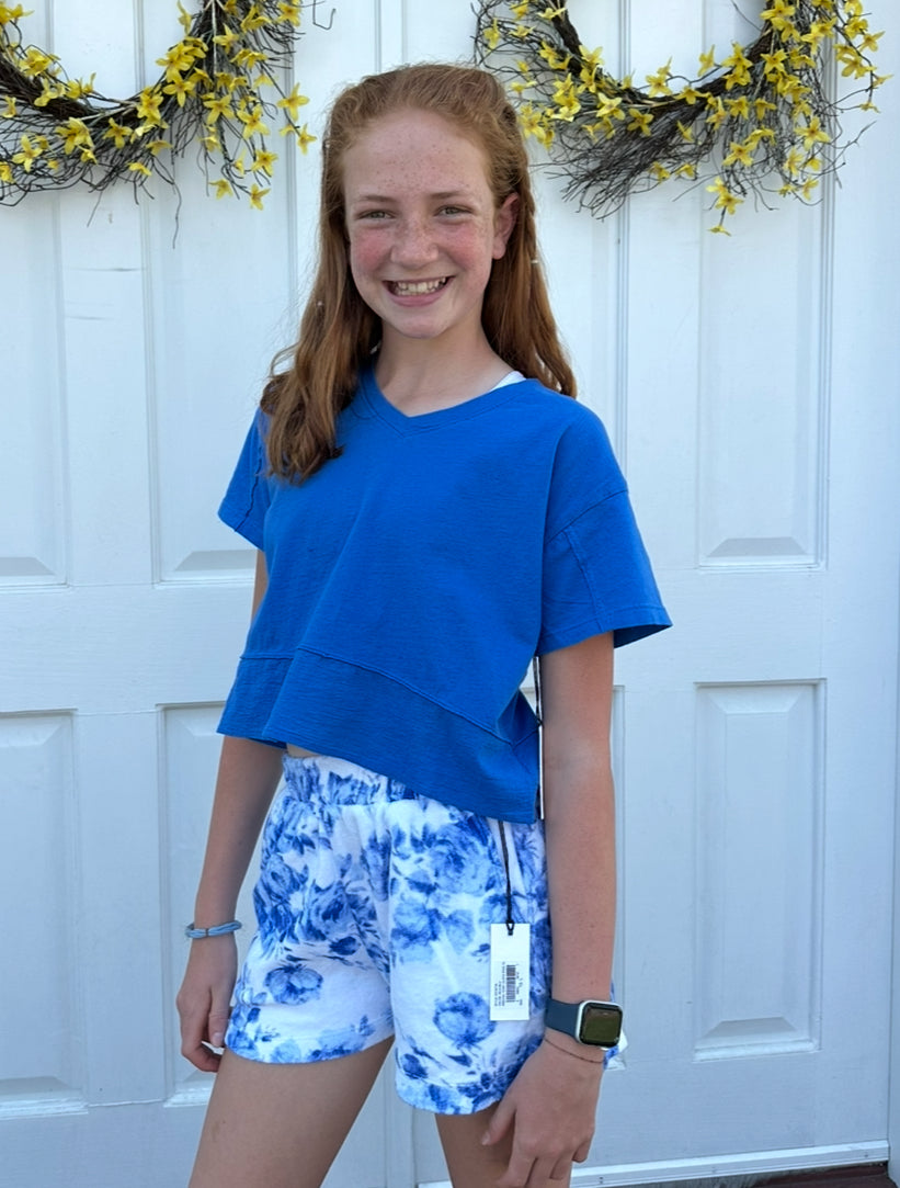 Blue Boxy Jersey Tee