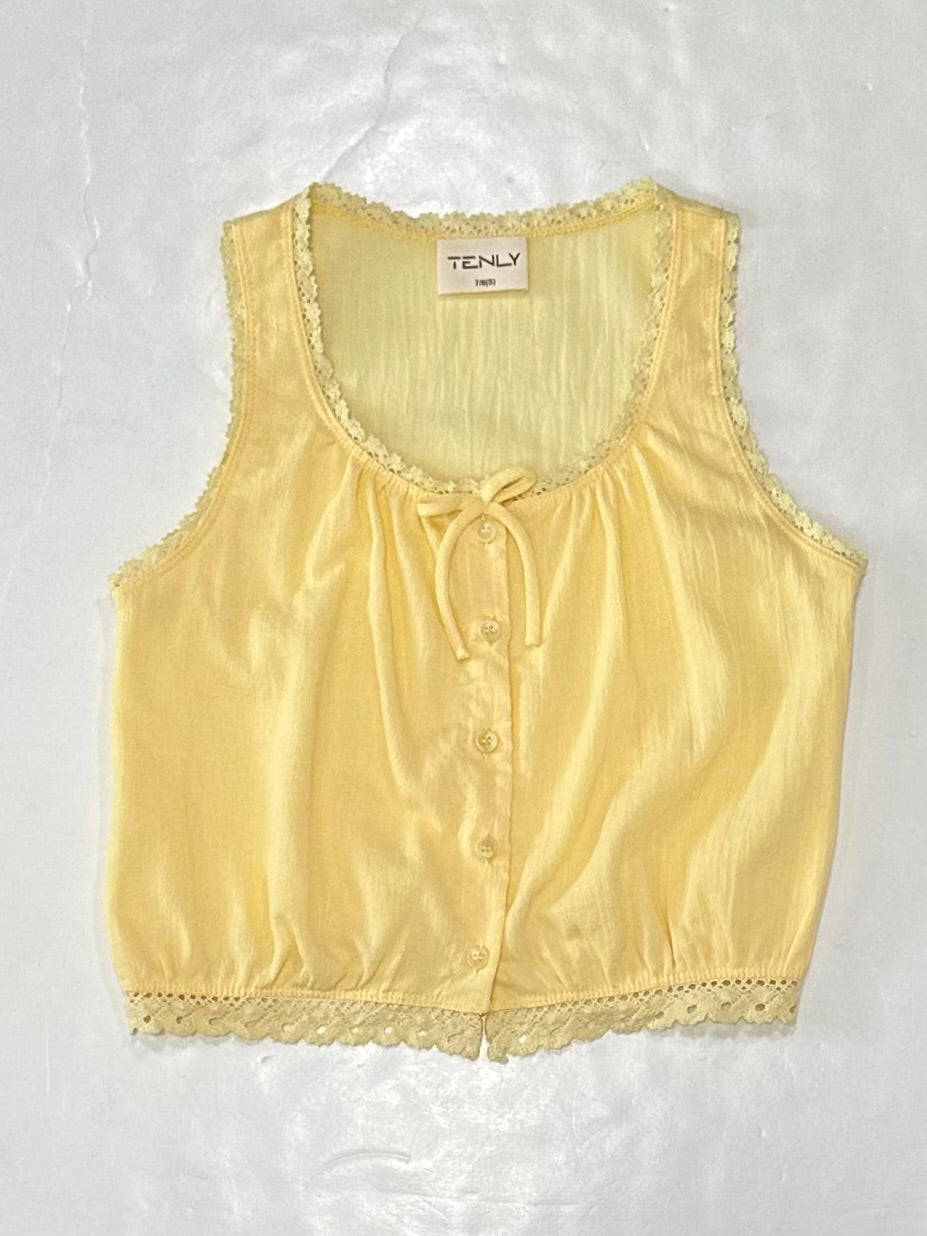Lemon Drop Gauze Peasant Top