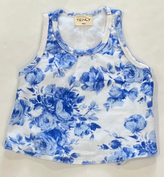 Blue Floral Terry Tank