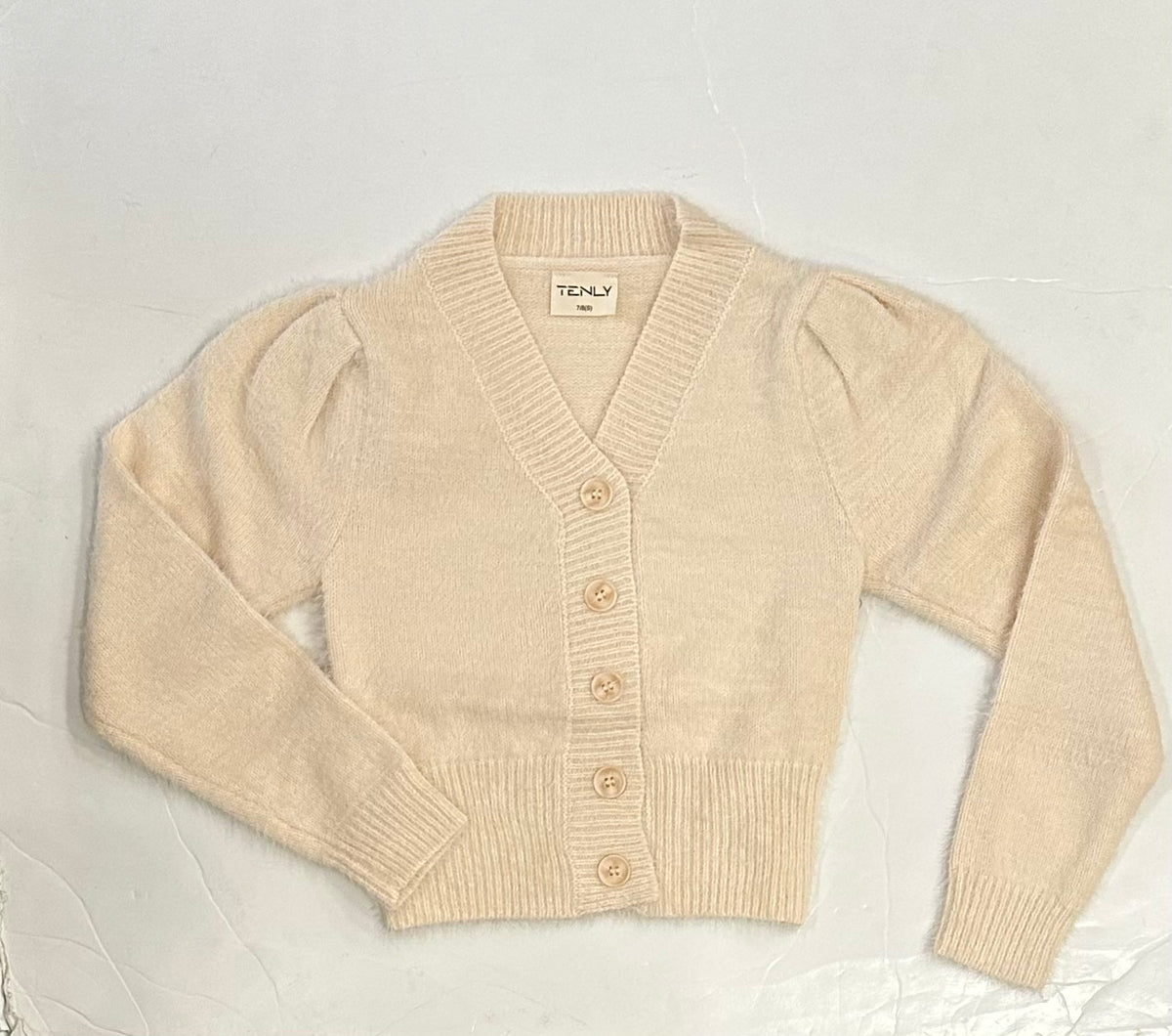 Cream Eyelash V Neck Cardigan