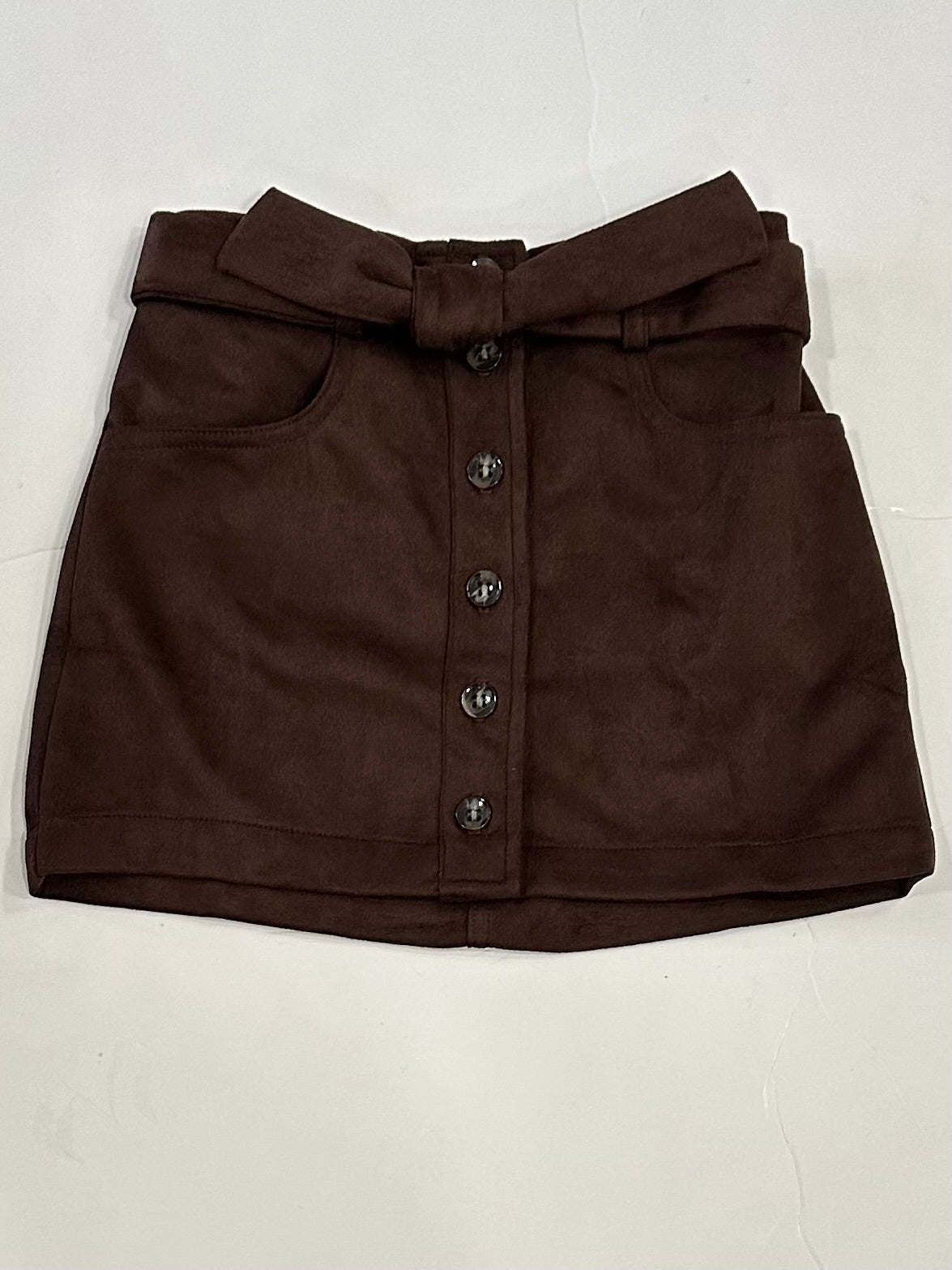 Chocolate Lava Suede Button Skirt