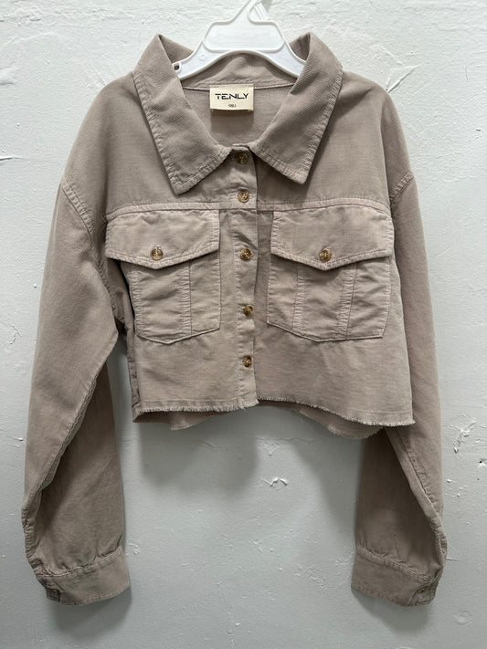 Latte Cord Raw Edge Cardigan