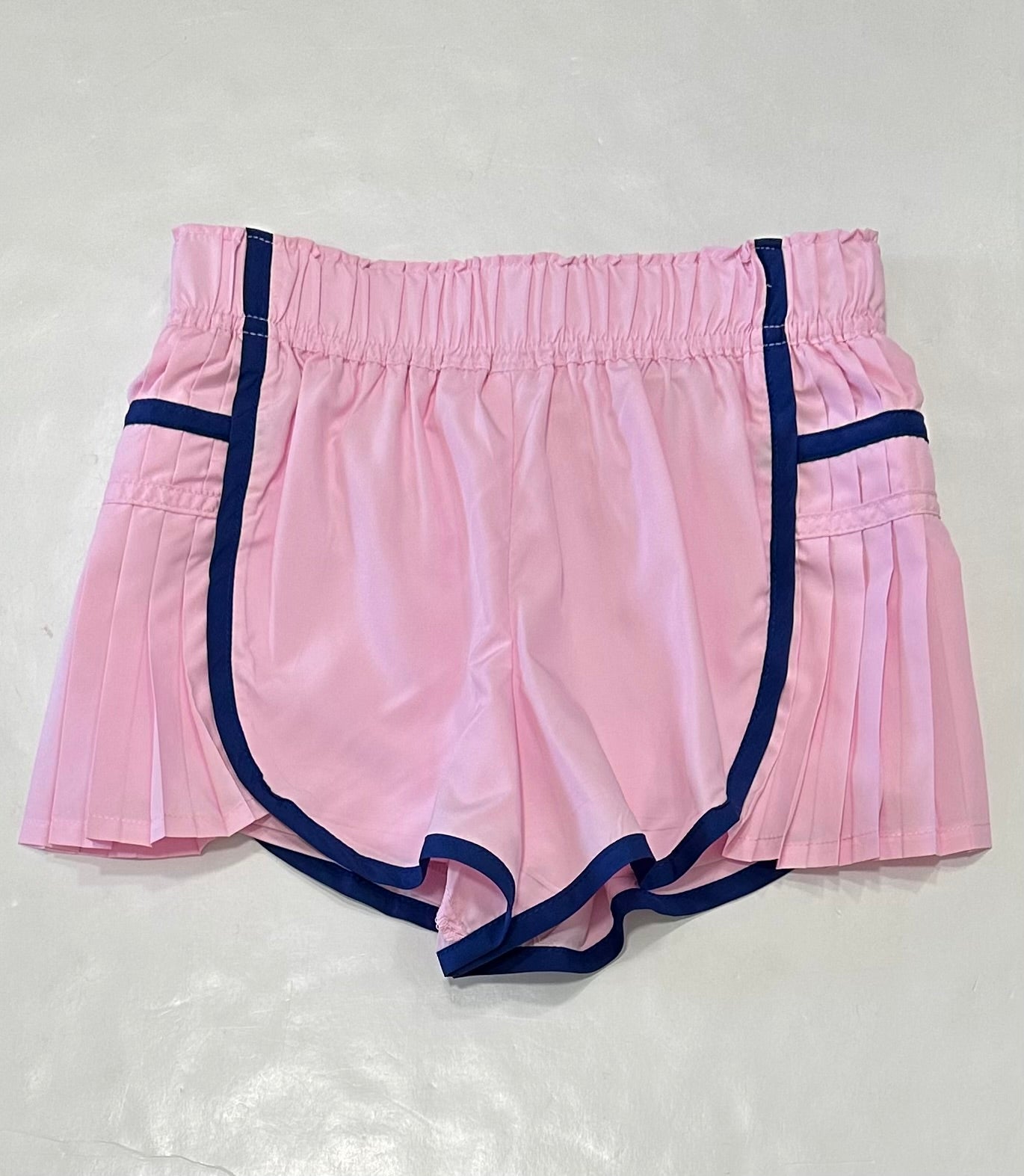 Pink Athletic pleated side panel shorts
