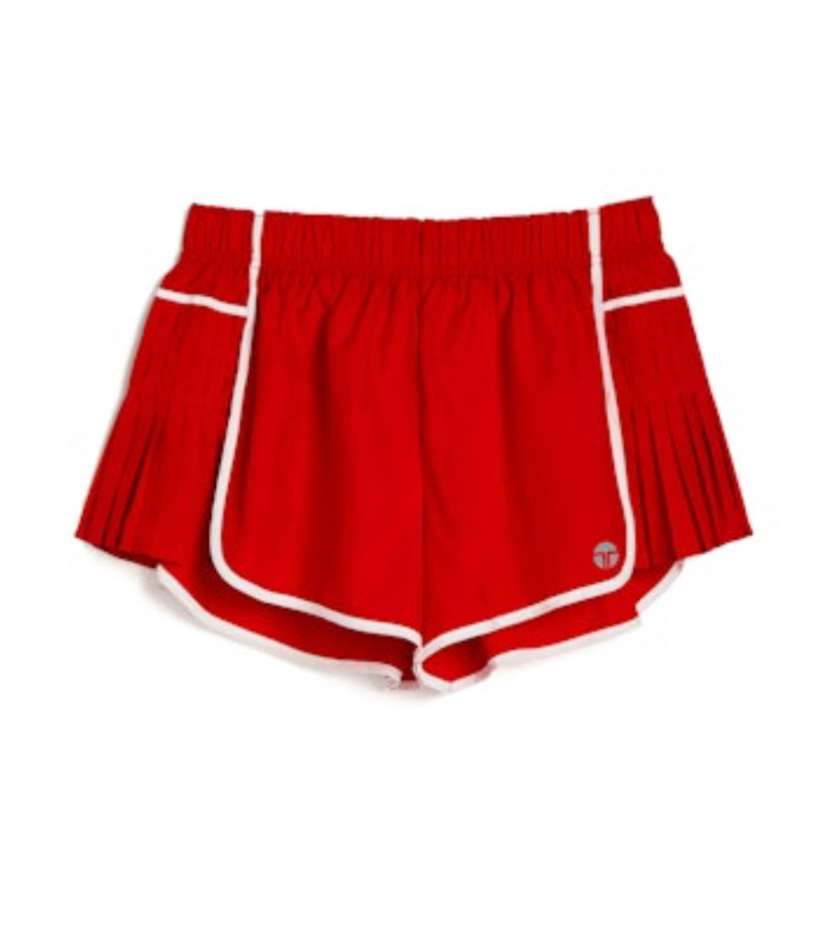 Red Athletic pleated side panel shorts