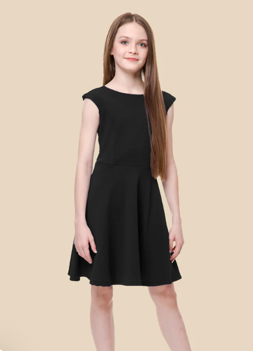 Black Cap Sleeve Dress
