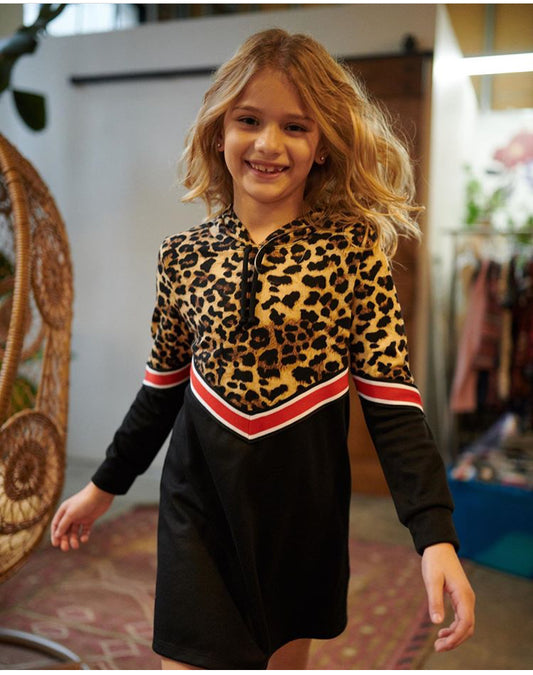 Black L/S A-line Hoodie Dress