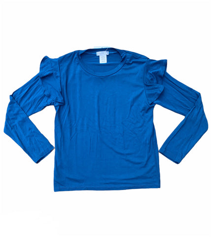 Dark Turquoise Ruffle Shoulder