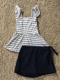 Navy Textured Skort