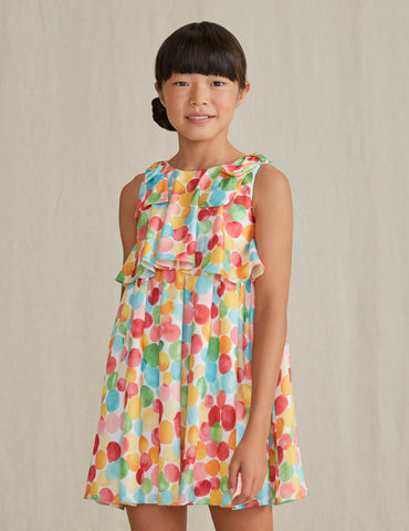 Satin dress with polka dots