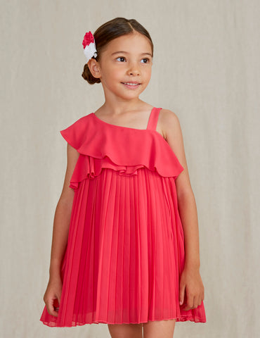Fuchsia Pleated Chiffon Dress