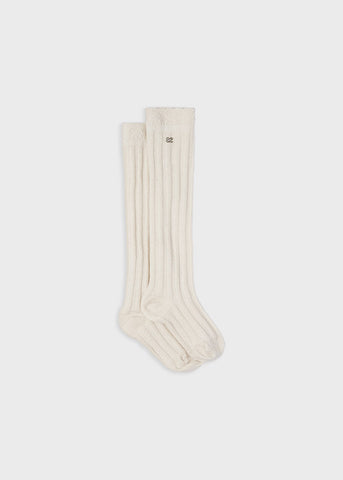 Bone Ribbed Lurex High Socks