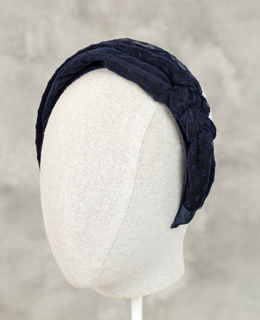 Navy Flocked Tulle Headband