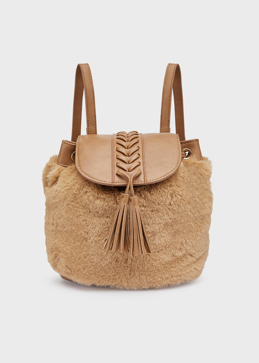 Camel Faux Fur Backpack