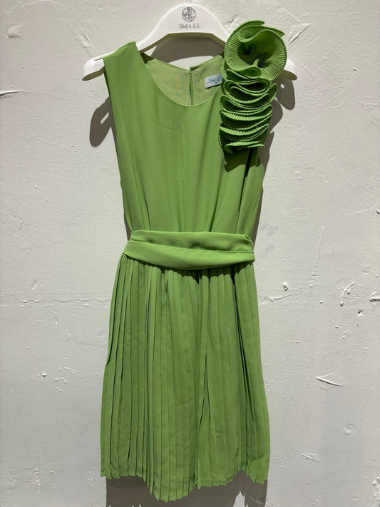Green Chiffon Pleated Dress