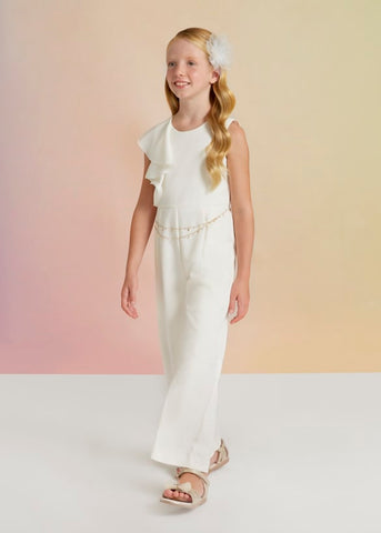 White Jumpsuit w/Chain Belt
