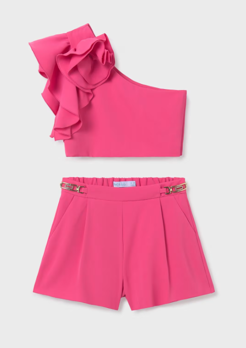 Hot Pink Set Crepe Shorts & Top