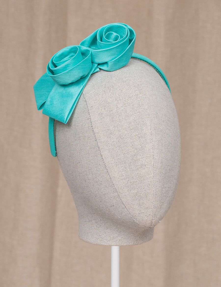 Turquoise Flower Shantung Headband