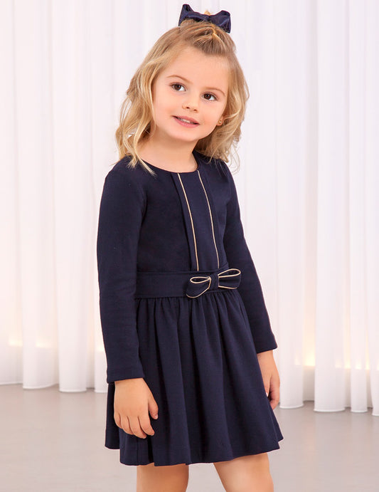 Navy Knit Dress w/Bow
