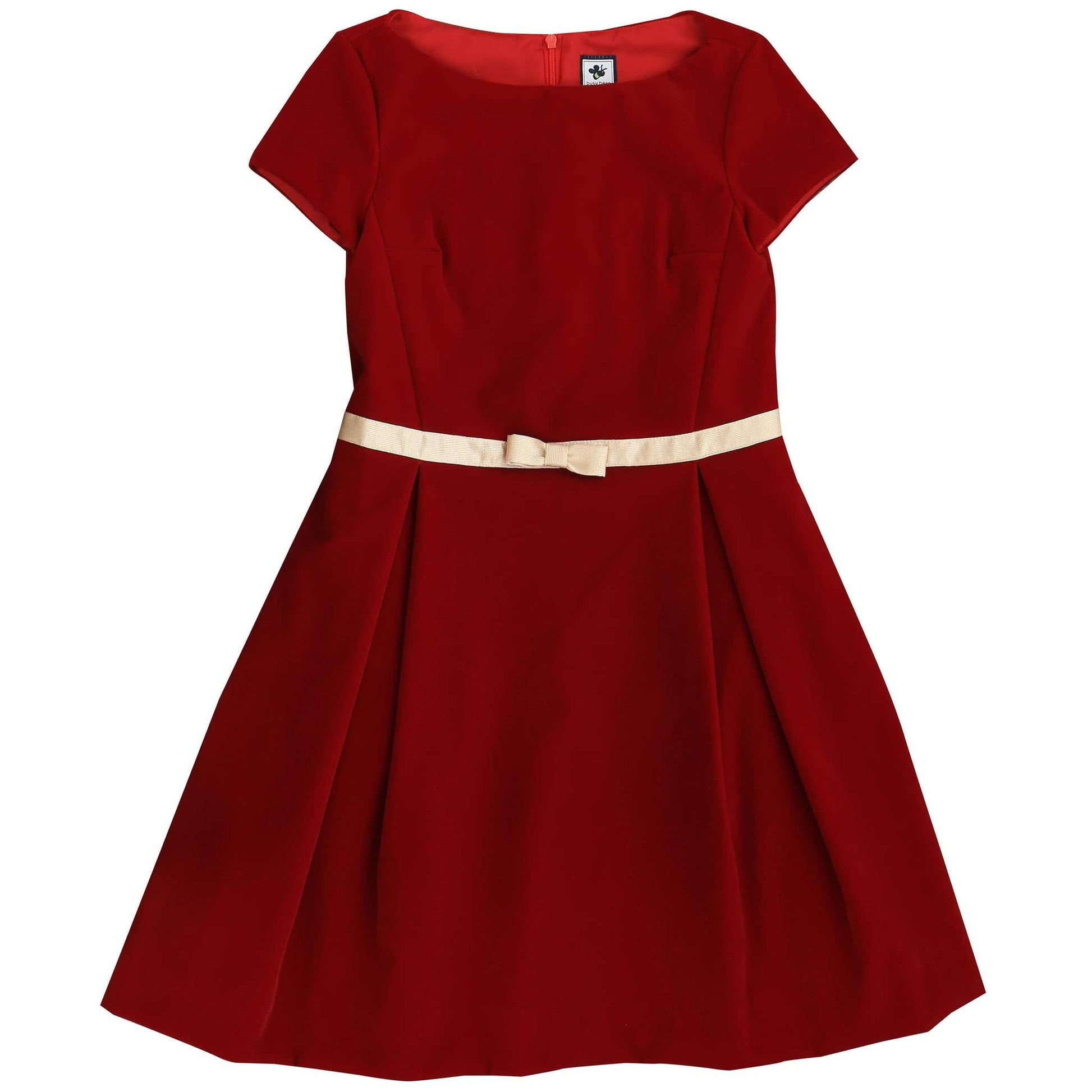 Red Velvet Box Pleat Dress Mon Ami Bham Red Velvet Box Pleat Dress Mon Ami Bham