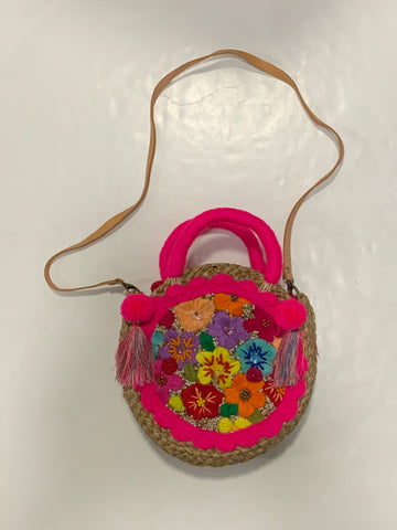 Pink Garden Rattan Purse