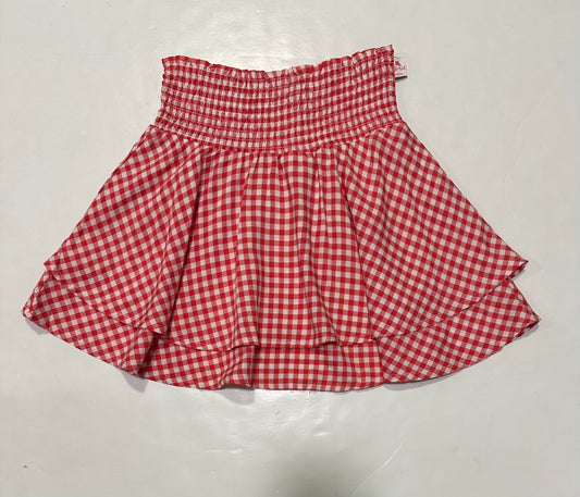 Red and Whiter Check Smocked Skirt