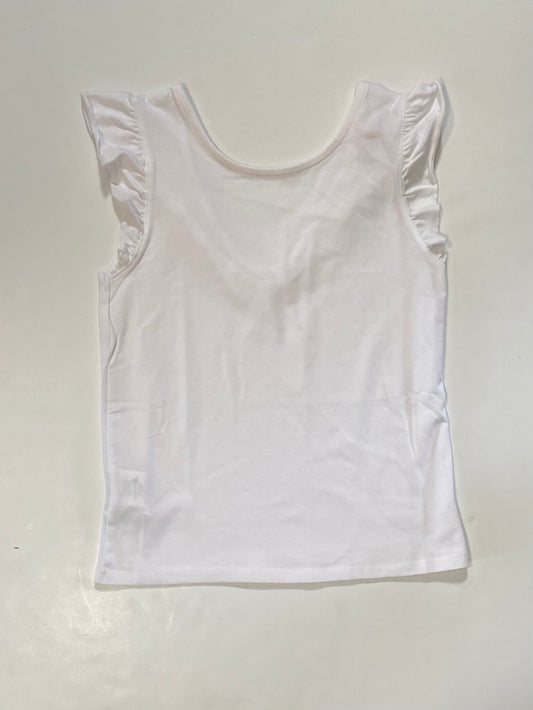 White Knit Top w/ Ruffle Sleeve