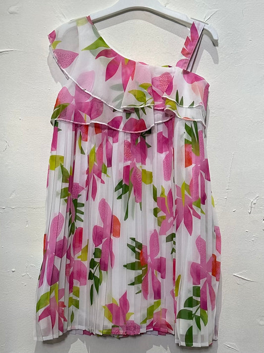 Floral Pleated Chiffon Dress