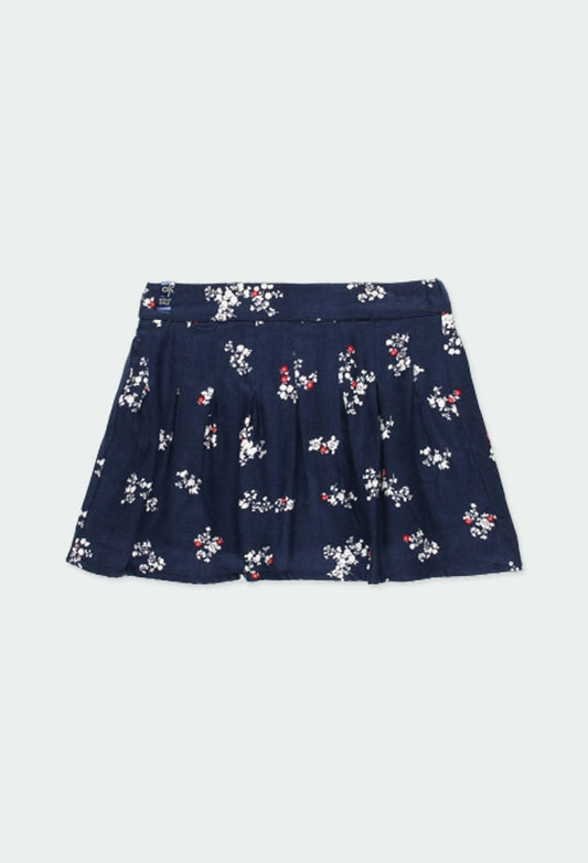 Navy Floral Print Skirt