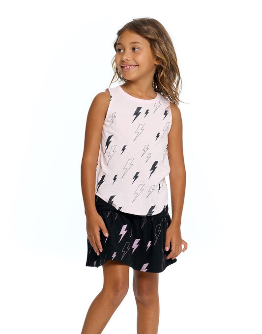 Pink Muscle Tank w/Glitter Bolts