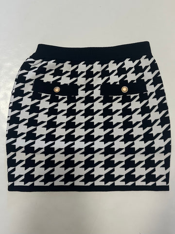 Black & White Houndstooth Skirt