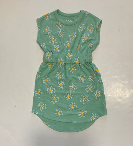 Green Daisy Print Dlower Dress