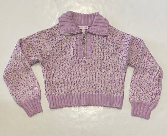 French Lilac Zip Crop Sweater