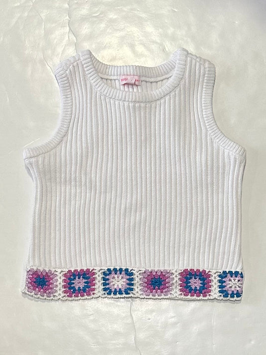 White Tank w/Crochet Hem