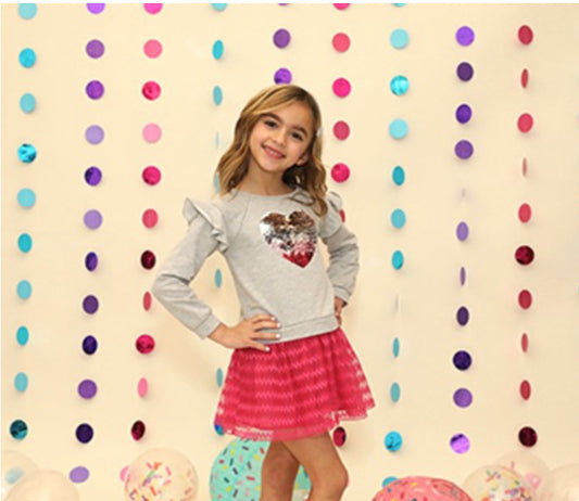 Grey flip Heart Combo Dress