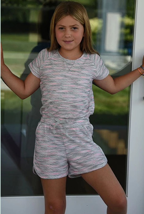 Pink and Grey Romper