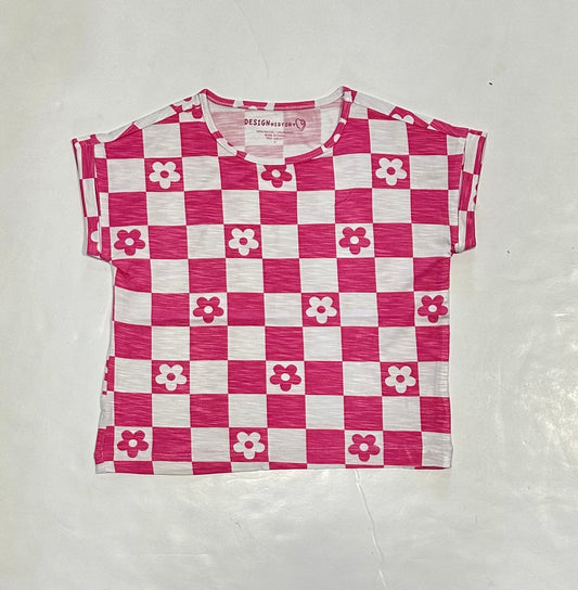 Pink Check Flower Top