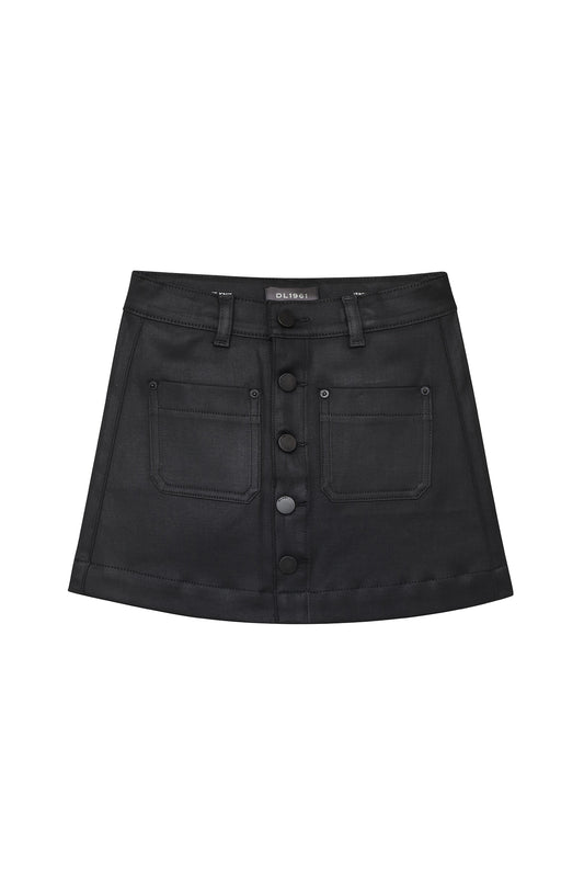 Black Coated Mini Skirt